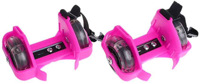 Susada Children Wheel Heel Roller Light Adjustable Skates Kid Falsh Blade Shoe Strap (Pink)