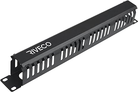 RIVECO 1U Cable Management for Racks & Server Cabinets Managing Cord & Wire, Cable Raceway for 19” Rack Mount 24 Slots Large 2.8 Inches Capacity Black, 1 Piece