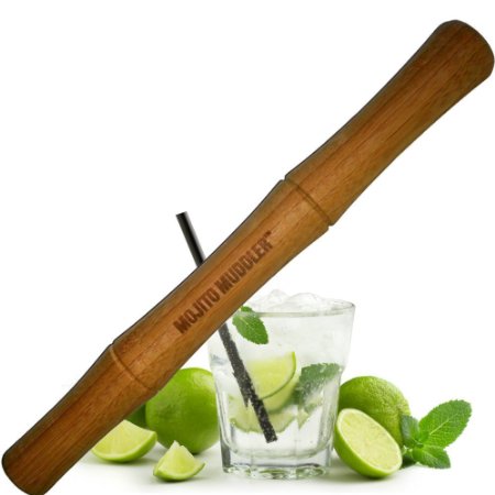 Mojito Muddler 11 Inch Professional-Grade Bamboo Best Drink and Cocktail Bar Tool Wont Shred or Taint Like Plastic Steel or Cheap Wooden Muddlers Bartenders LOVE this muddler