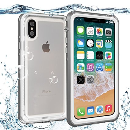 iPhone X Waterproof Case,SunbaYouth IP68 Certified Sensitive Fingerprint,Built-in Screen Drop Resistance Fully Sealed Shock Dirt Snow Proof Cover Waterproof Case for iPhone X (Grey)