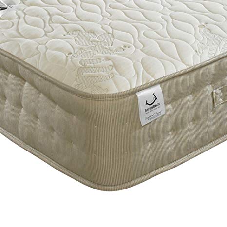 Memory Foam 2000 Pocket Sprung, Happy Beds Milk Vitality Medium Firm Tension Mattress with Latex and Reflex Foam - 4ft Small Double (120 x 190 cm)