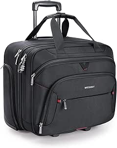 BAGSMART Rolling Laptop Bag, Briefcase with Wheels Fits 17.3 Inch Laptop, Overnight Rolling Bag with TSA Lock, Computer Bag for Travel/Men/Women, Black