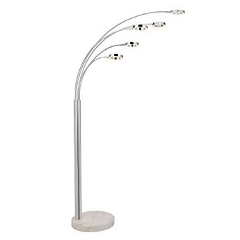 CO-Z Bright LED Floor Lamp with 5 Dimmable Lights, Modern Standing Light Fixture with Stable Marble Base for Living Room Office, Contemporary 3-Way Touch Arch Pole Lamp with Five Adjustable Heads