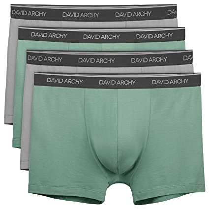 David Archy Men's 4 Pack Breathable Bamboo Rayon Boxer Briefs