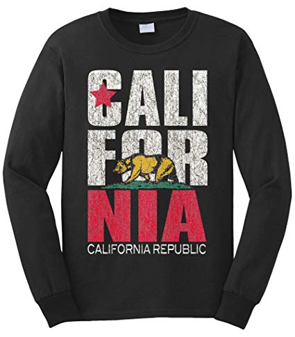 Cybertela Men's Oversize California Republic Bear Long Sleeve T-shirt