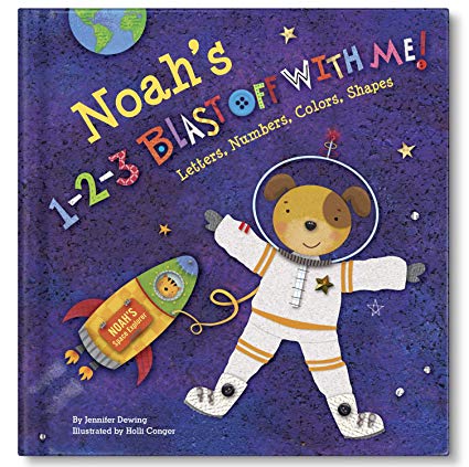 Outer Space Solar System Rocket Spaceship Personalized Custom Name Board Book | 123 Counting Numbers Alphabet ABC’s | I See Me!