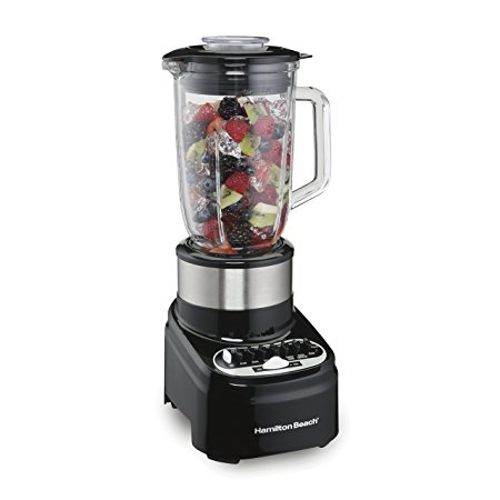 Hamilton Beach 54210 Blender with 40 Oz Glass Jar for Shakes and Smoothies, 14 Speeds, 800 Watts, Stainless Steel