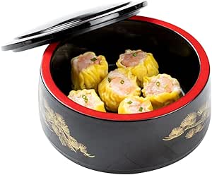 Restaurantware Bento Tek 25 Ounce Small Bento Box 1 Greaseproof Authentic Bento Box - For Hot & Cold Food Lacquered Interior Black Plastic Japanese Lunch Box Reusable For Unagi Or Obento