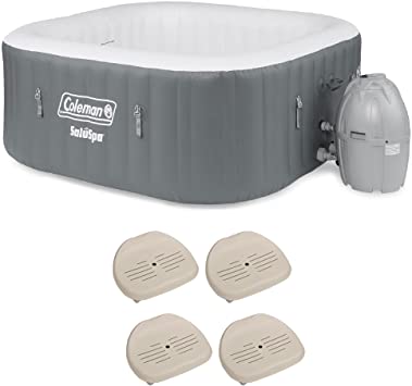 Coleman SaluSpa 4 Person Portable Inflatable Hot Tub and 4 PureSpa Seats