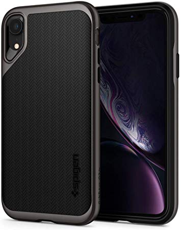 Spigen [Neo Hybrid] iPhone Xr Case 6.1 inch with Flexible Herringbone Pattern Protection and Reinforced Hard Bumper Frame for iPhone Xr (2018) 6.1 inch - Gunmetal