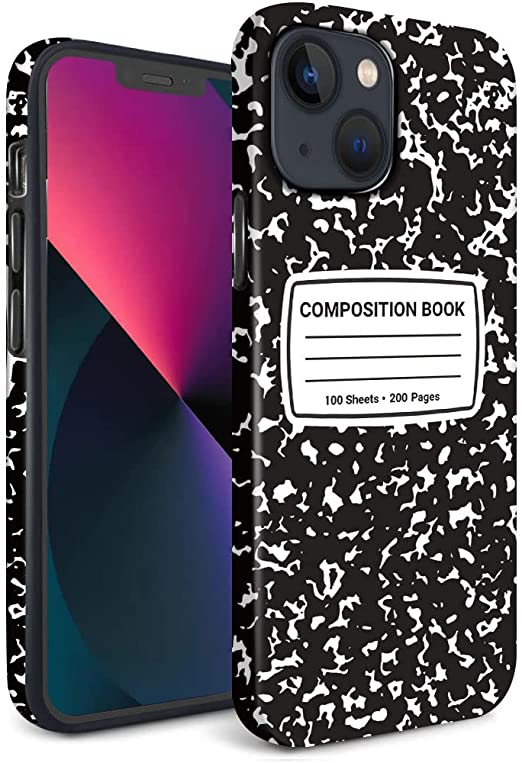 Hepix Compatible with iPhone 13 Mini Case Notebook Composition iPhone 13 Mini Case for Women iPhone 13 Mini Case Book IMD Black Cover for iPhone 13 Mini 5.4 Inch 2021 5G