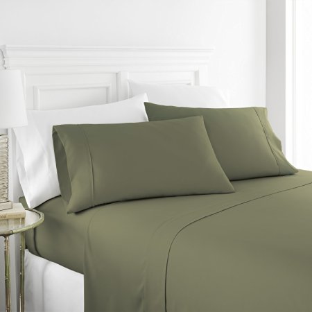 Italian Luxury® Soft Brushed Microfiber 4 Piece Deluxe Bed Sheet Set Deep Pocket- Hotel Quality - King - Sage