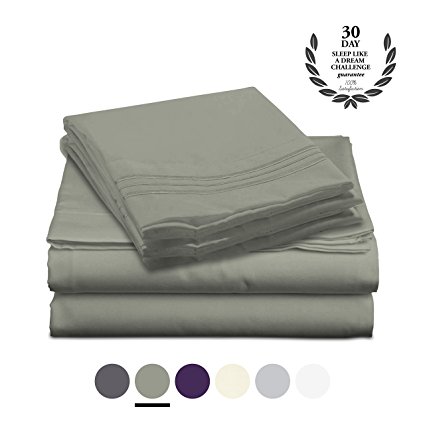 Bamboo Comfort Purity Collection - Bamboo Rayon Bedding - 4 Piece Bed Sheet Set - With Designer Colors and Embroidered Pillowcases (Sage, King)