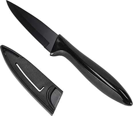 Chef Craft Premium Paring Knife with Sheath, 3 inch blade 8 inches in length, Black