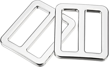 uxcell 24.7mm(0.97") Flat Metal Slide Strap Adjustable Buckle Silver Tone 10pcs