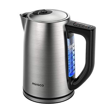Miroco Electric Kettle Temperature Control Stainless Steel 1.7Liter Tea Kettle, BPA-Free Hot Water Boiler Cordless with LED Indicator, Auto Shut-Off, Boil-Dry Protection, Keep Warm, 1500W Fast Boiling