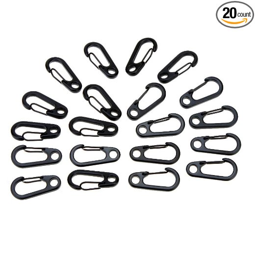 Mini Hanging Buckle, Uning Pack of 20Pcs Metal Spring Backpack Clasps Climbing Carabiners Hook EDC Keychain Fishing Camping Bottle Hooks Paracord Tactical Survival Gear