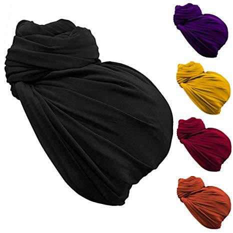 Satin Headwrap for Wrapping Hair at Night - Satin Headwrap for Natural Hair Black