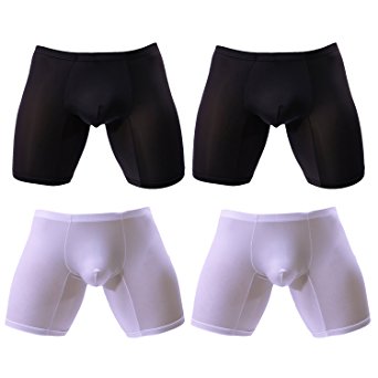 Helisopus Men's Briefs Breathable Underwear Ice Silk Ultra-thin U-shaped Boxer Brief(4 Pack)