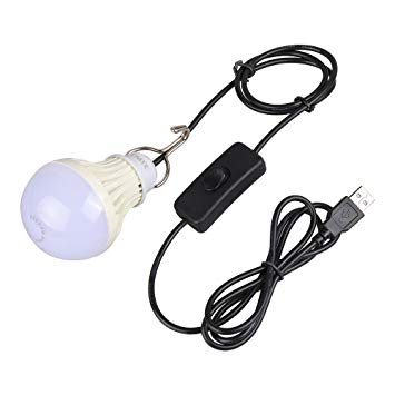 Onite USB LED Bulb Light Lantern with 2.5m/8ft USB Cord and on-off switch for Camping, Hiking, Room, Kitchen, Garage, Warehouse, Basement, Car