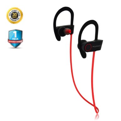 Bluetooth Earpiece By QuesonicTM Comfortable Wireless Headphones for TV, Mobile or Gym IPX4 Rated Sweat Proof Wireless Earbuds Up To 7 Hr Play Time Compatible with Devices