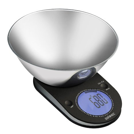 Duronic KS5000 Large Digital Display 5KG Kitchen Scales with 245cm Diameter Stainless Steel Mixing Bowl and 2 Years FREE Warranty
