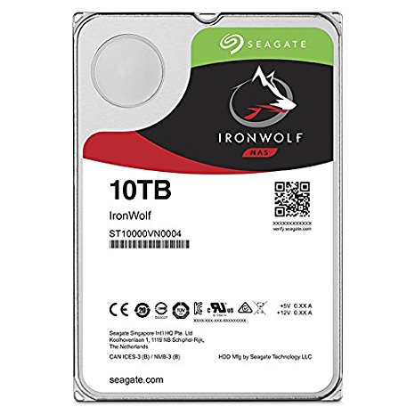 Seagate 10TB IronWolf NAS SATA 6Gb/s NCQ 256MB Cache 3.5-Inch Internal Hard Drive (ST10000VN0004)