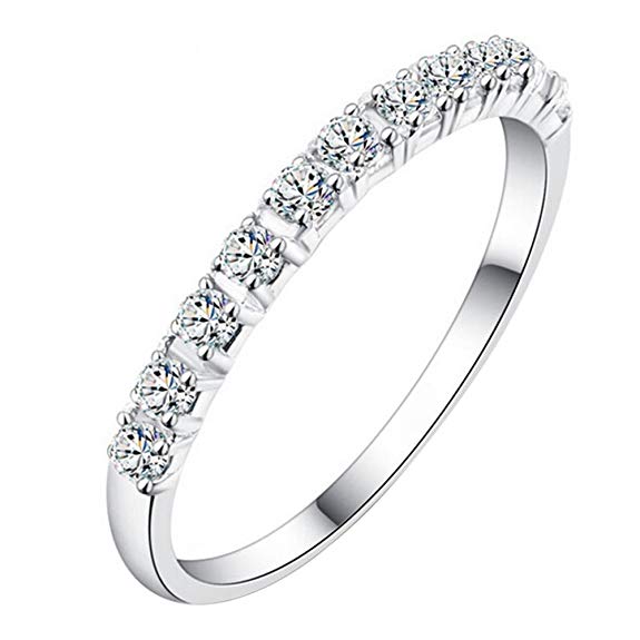 super1798 Fashion Women 925 Sterling Silver Rhinestone Wedding Engagement Ring Jewelry