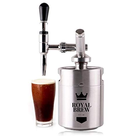 Royal Brew Nitro Cold Brew Coffee Maker Kit 64 Ounce Stainless Steel Keg Homebrew System 2.0