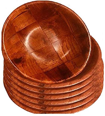 Wooden Woven Salad Bowl, Woven Wood Snack Bowls 8"-Inch, Set of 6 …
