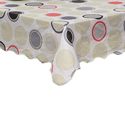 Artisan Flair AF6090-105 Polka Dots Vinyl Flannel Backed Tablecloth Waterproof-60 x 90"
