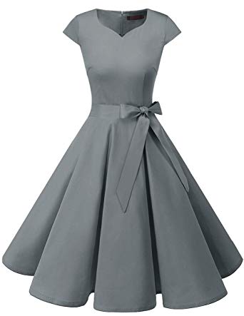 DRESSTELLS Women's Vintage Tea Dress Prom Swing Cocktail Party Dress with Cap-Sleeves