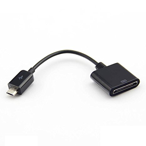 ANRANK USB300510AK Black Docking 30Pin Female To Micro USB 5P Data Charge Adapter Cable 10Cm for iPad iPhone