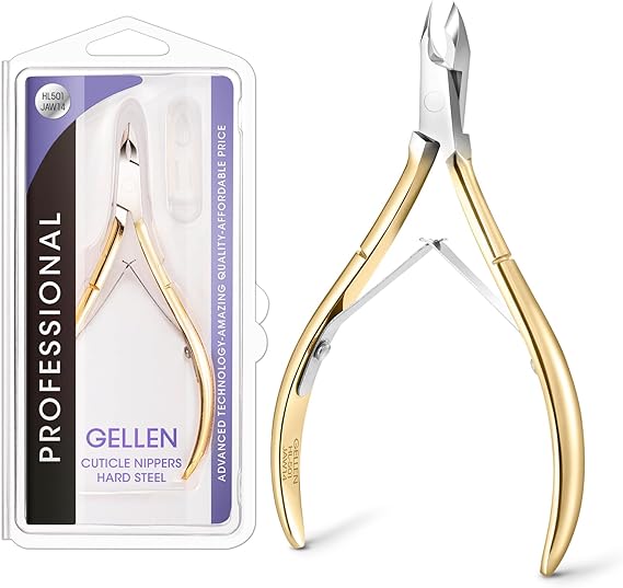 Gellen Cuticle Nippers 1/2 Jaw, Professional Cuticle Trimmer with Double Spring Sharp Blades Cuticle Cutter, Pedicure Manicure Tools for Fingernails and Toenails
