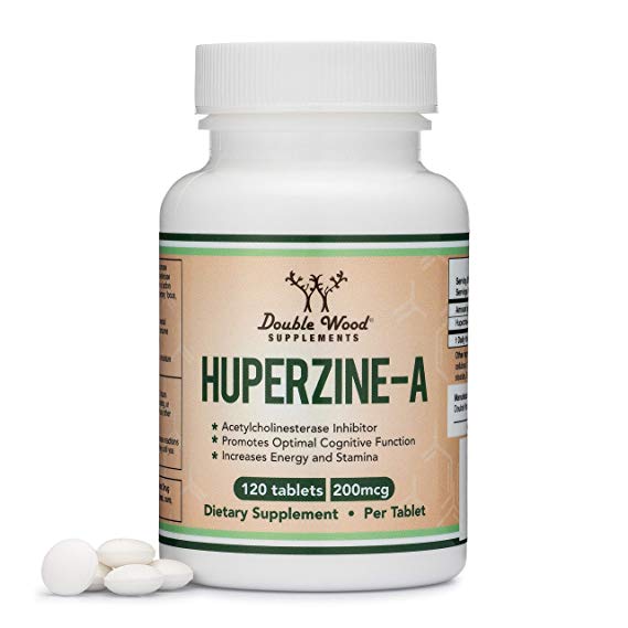 Huperzine A 200mcg (Third Party Tested) Made in The USA, 120 Tablets, Nootropics Brain Supplement to Boost Acetylcholine, Improve Memory and Focus by Double Wood Supplements