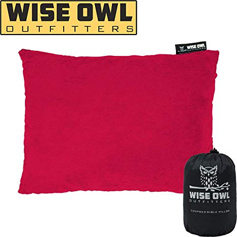 Wise Owl Outfitters Camping Pillow Compressible Foam Pillows – Use When Sleeping in Car, Plane Travel, Hammock Bed & Camp – Adults & Kids - Compact Small, Medium & Large Size - Portable Bag