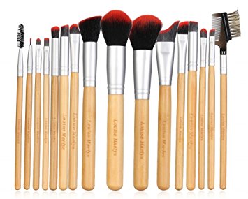 LOUISE MAELYS Natural 16pcs Bamboo Makeup Brushes Set Cosmetics with Eco-friendly Bag
