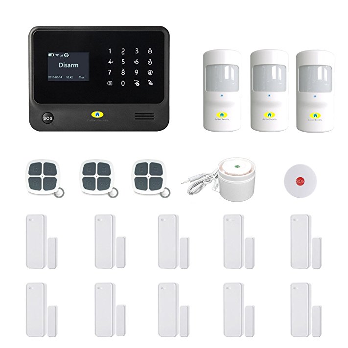 Golden Security Touch screen keypad LCD display WIFI & GSM 2-in-1 with Auto Dial,Motion Detectors and more diy Home Alarm System G90B-B02