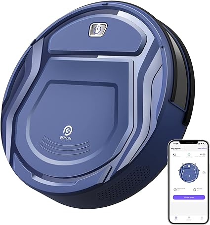 OKP Robot Vacuum Cleaner with Wi-Fi/APP/Alexa Control, Self Recharging, Brushless Design, Quiet Smart Robotic Vacuum Cleaner for Home Hard Floor, Carpet, Pet Hair Clean