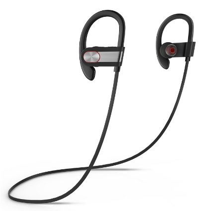 Bluetooth Headphones, Honstek H9 Wireless Headphones with Mic, IPX4 Sweatproof, Premium Sound with Bass, Noise Isolating , Ergonomic Design, Secure Fit, 8 Hrs Playtime (Black Gray)