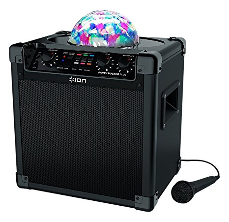 ION Audio Party Rocker Plus | Rechargeable Speaker with Spinning Party Lights & Karaoke Effects (50W)