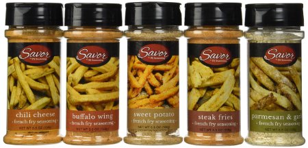 PS Seasoning and Spices French Fry Seasoning Variety Pack 55 Ounces Each 5 Flavors Steak Fry Chili Cheese Parmesan and Garlic Buffalo Wing and Sweet Potato - Gluten Free -No MSG - Add Great Flavor to Your Meals Without Adding Calories