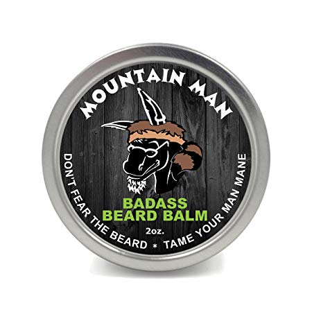 Badass Beard Care Beard Balm - Mountain Man Scent, 2 oz - All Natural Ingredients, Keeps Beard and Mustache Full, Soft and Healthy, Reduce Itchy and Flaky Skin, Promote Healthy Growth
