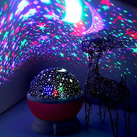 [Newest Generation] Night Light Lamp,Elecstars Romantic 3 Modes Colorful Moon Sky Dreamer Desk Rotating Cosmos Starlight Projector (Pink)