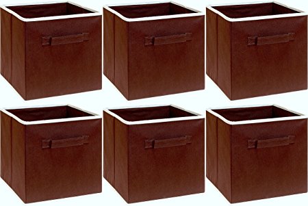 6 Pack - SimpleHouseware Foldable Cube Storage Bin, Brown