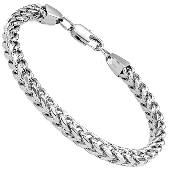 FIBO STEEL 6mm Wide Curb Chain Bracelet for Men Women Stainless Steel High Polished,8.5-9.1"