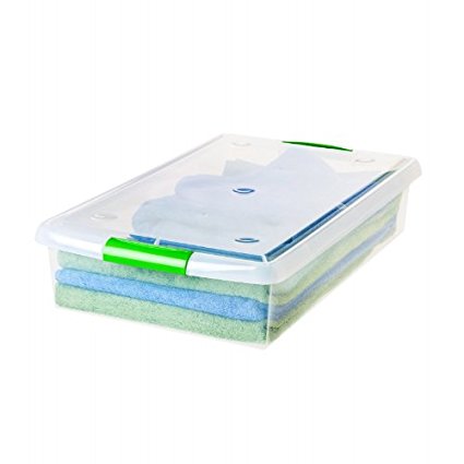 Underbed Plastic Storage Container - Set of Four (Clear) (6.25"H x 18"W x 28"D)