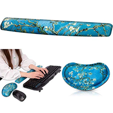 FF1 Non Slip Gel Keyboard Wrist Rest Pad and Memory Foam Mouse Wrist Rest Support - Durable & Comfortable & Lightweight for Easy Typing & Pain Relief