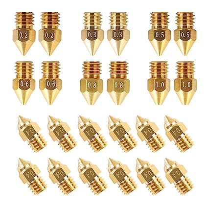 Creality MK8 Nozzles 24PCS Kit, High Quality Brass Nozzles with Wear Resistance, Wide Applicability for PLA/ABS/PETG/PEEK/PEKK/PSU, 7 Aperture Available for Ender-3/Ender-5/CR-10 Series 3D Printers