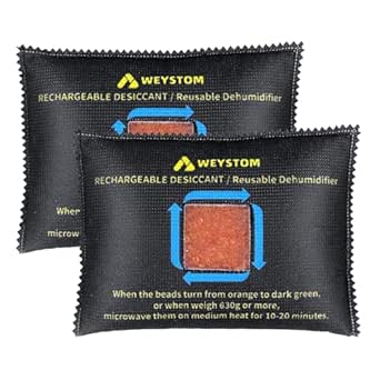 500g x 2 Packs Rechargeable Desiccant - Advanced Aramid Non-Woven Dehumidifier Bags for Gun Safes and Cars - Toxic-Free Orange Desiccant Packs with Transparent Indicator Window